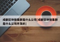 成都区块链集群是什么公司[成都区块链集群是什么公司开发的]